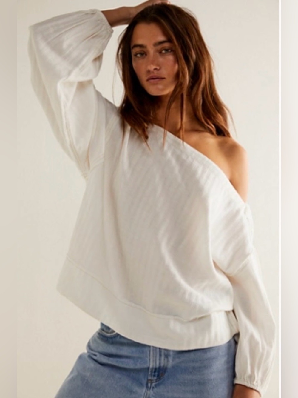 Free People, We The Free Lightweight White Long Sleeve off the shoulder top